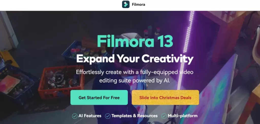 filmora wondershare home page