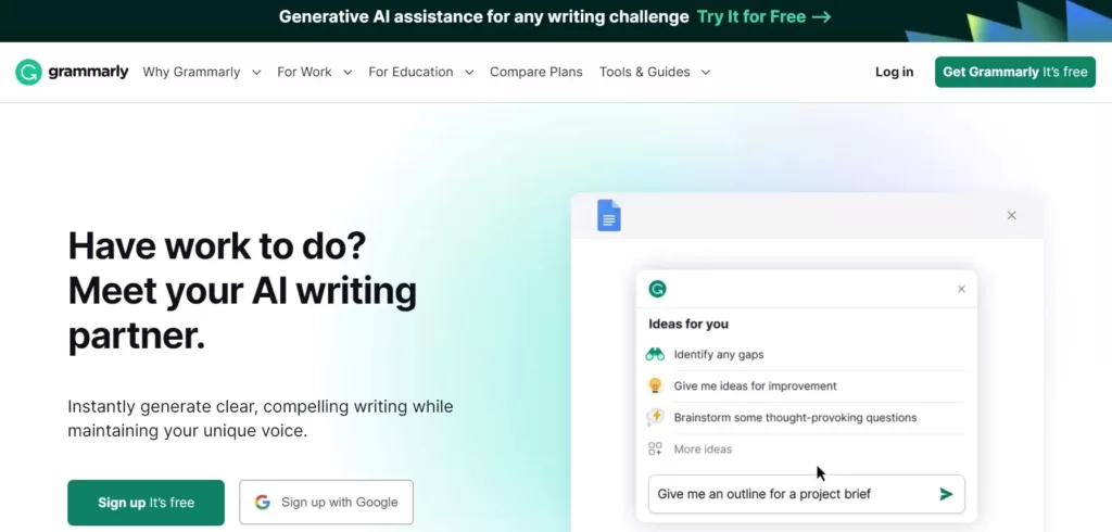 Grammarly-ai-for-students-home-page