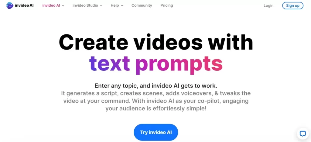 invideo ai home page