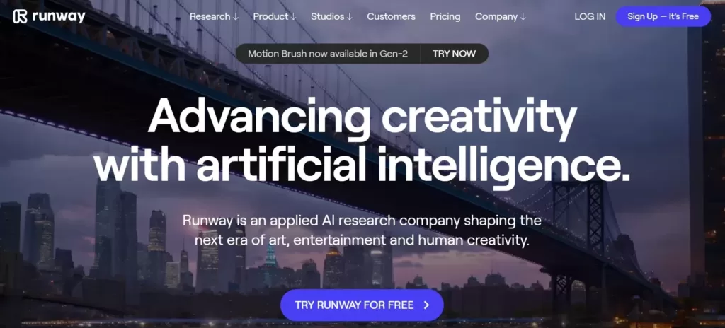 runway ai video creation home page