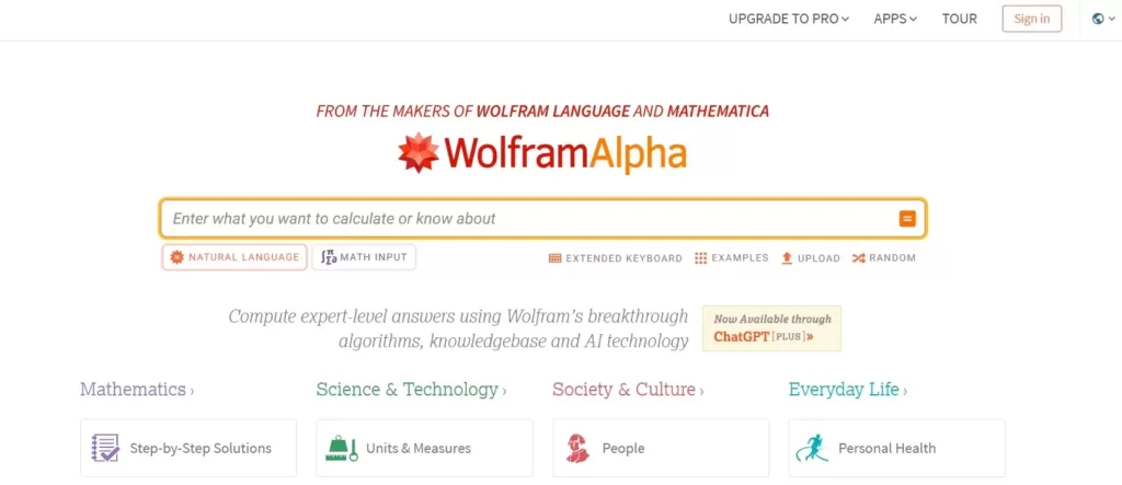 Wolfram-Alpha-ai-for-students-home-page