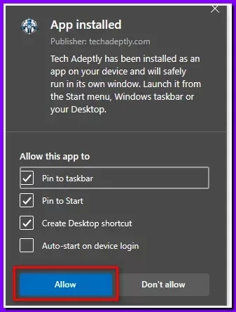 configure the settings of creating the app in your windows 